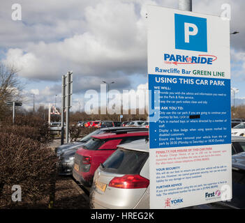 Rawcliffe Bar park and ride,York,l'Inghilterra,UK Foto Stock