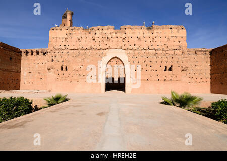 Palazzo El Badi è una rovina palace si trova a Marrakesh, Marocco Foto Stock