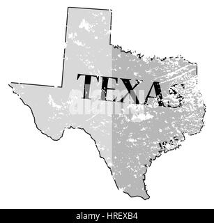 Un grunged Texas State delineare con la data di statualità isolato su uno sfondo bianco Foto Stock