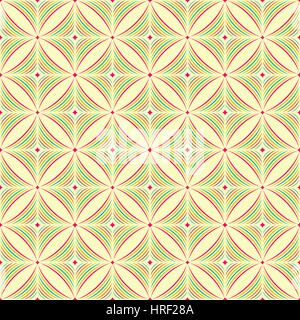 Modello senza giunture. Elegante texture colorati. Piastrella di colore con ripetentesi regolarmente gli elementi geometrici, forme, rombi, archi, cerchi incrociati. Backd Illustrazione Vettoriale
