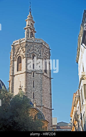 Il Miguelete Campanile, Cattedrale di Valencia, Spagna, Europa Foto Stock