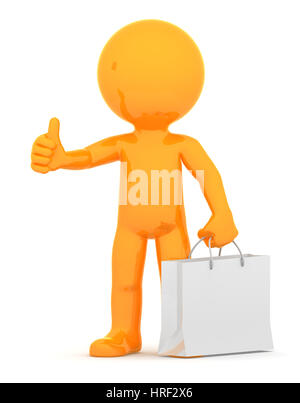 Orange guy con shopping bag Foto Stock