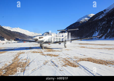 Samedan/Switzerlad: Pilatus PC-12/47e in Engadina aeroporto di Samedan/Svizzera 18.02.2017 Foto Stock