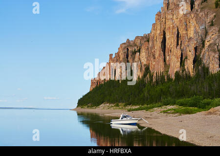 Lena pilastri National Park - il patrimonio UNESCO della Russia collocato nella Repubblica Repubblica di Sakha (Yakutia), Siberia Foto Stock