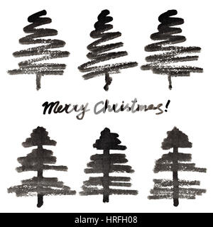 Semplice di alberi di Natale - disegno raster Foto Stock