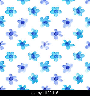 Blue semplice acquerello fiori - raster pattern senza giunture Foto Stock