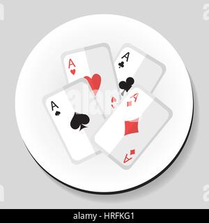 Carte da gioco 4 Aces Icona di adesivo di tipo piatto. Illustrazione Vettoriale. Illustrazione Vettoriale