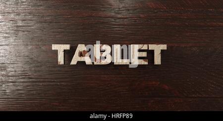 Tablet - grungy headline in legno su Acero - 3D reso Royalty free stock foto. Questa immagine può essere utilizzata per un sito online banner o un po di stampa Foto Stock