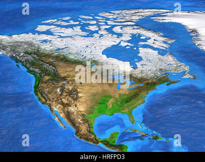 Dettagliata vista satellitare della terra e dei suoi landforms. Mappa del Nord America. Gli elementi di questa immagine fornita dalla NASA Foto Stock