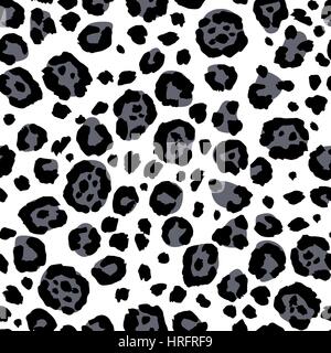 Vector seamless leopard stampa. Pelle di animale pattern. Macchie di animali selvatici dipinta a mano acquerello ornamento. Nero, bianco e i toni di grigio. Illustrazione Vettoriale