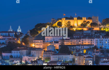 Vista della città per il castello di Lisbona Portogallo Foto Stock