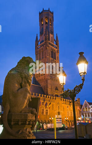 La torre di Belfort e Campanile Bruges Belgio Foto Stock