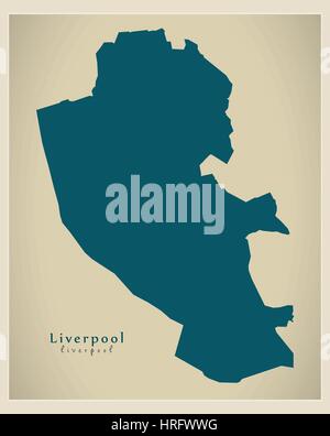 Città moderna mappa - Liverpool England illustrazione Illustrazione Vettoriale
