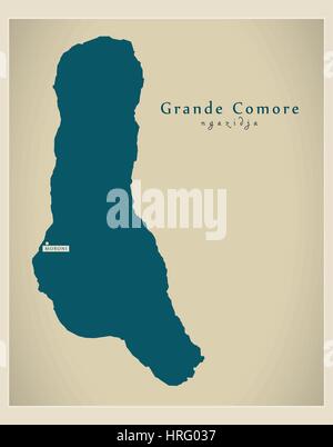 Mappa moderno - Grande Comore Illustrazione Vettoriale