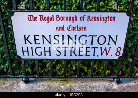 Kensington High Street Sign Foto Stock