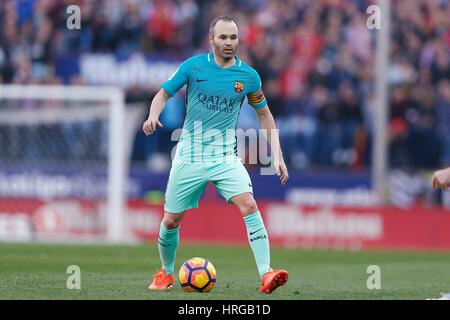 Madrid, Spagna. 26 Febbraio, 2017. Andres Iniesta (Barcellona) Calcio/Calcetto : spagnolo "La Liga Santander' match tra Atletico de Madrid 1-2 FC Barcellona a Vicente Calderón Stadium di Madrid in Spagna . Credito: Mutsu Kawamori/AFLO/Alamy Live News Foto Stock