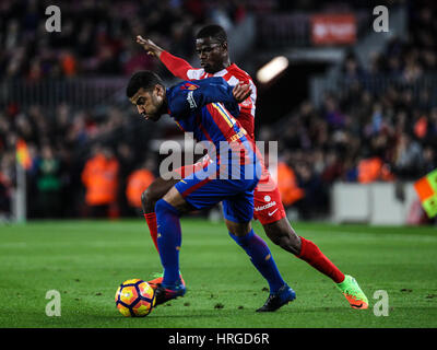 Barcellona, Spagna. 01 Mar, 2017. Un azione di Rafinha. La Liga Santander giornata 25 gioco tra FCBarcelona e Sporting de Gijón. Camp Nou, Barcellona, Spagna. Il 1 marzo 2017. Credito: VWPics/Alamy Live News Foto Stock