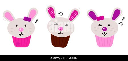 12838975 - funny cantando conigli pasquali per la tua festa! Vettore illustrazione cartoon Foto Stock