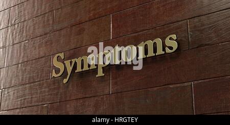 Sintomi - targa di bronzo montato su legno di acero parete - 3D reso Royalty free stock foto. Questa immagine può essere utilizzata per un sito online banner Foto Stock