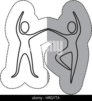 Sticker gente pratica icona di ballo Illustrazione Vettoriale