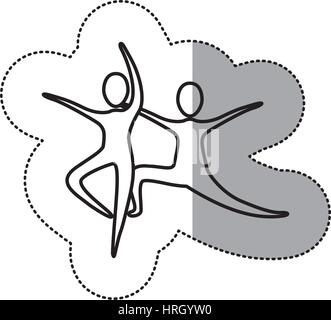 Sticker gente pratica icona di ballo Illustrazione Vettoriale