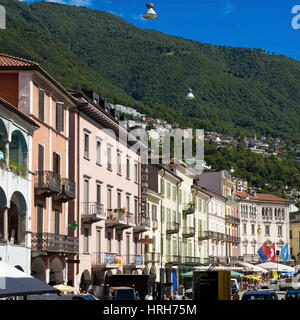 Altstadt von Locarno, Tessin, Schweiz - Città Vecchia di Locarno, Ticino, Svizzera Foto Stock