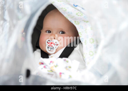 Modello rilasciato, Baby mit Schnuller - baby con fantoccio Foto Stock
