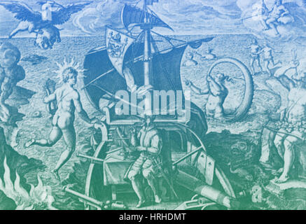 Impostazione del Magellan fuori in mare, 1519 Foto Stock