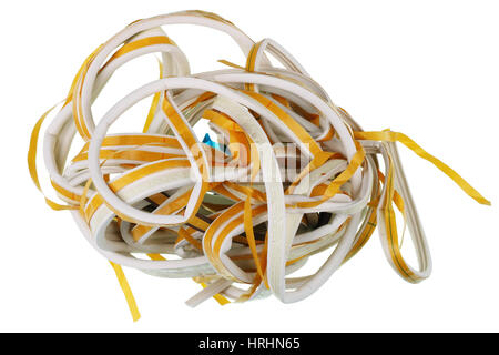 Non utilizzato twisted accartocciata nastro con colla per riscaldamento di windows. Isolato Foto Stock