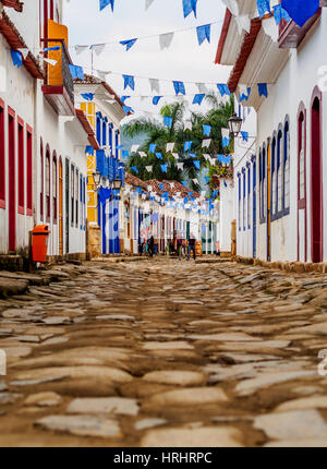 Vista della Città Vecchia, Paraty, Stato di Rio de Janeiro, Brasile Foto Stock