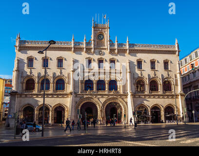 Il Rossio stazione ferroviaria, Lisbona, Portogallo Foto Stock