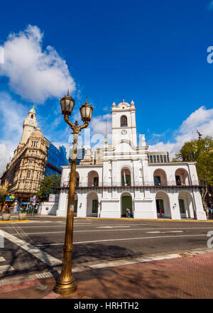 Vista di Buenos Aires Cabildo sulla Plaza de Mayo, Monserrat, città di Buenos Aires, Provincia di Buenos Aires, Argentina Foto Stock
