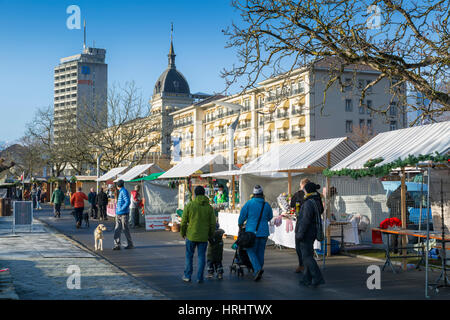 Interlaken Mercatino di Natale, regione di Jungfrau, Oberland bernese, alpi svizzere, Svizzera Foto Stock