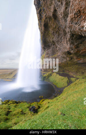 Seljalandsfoss cascata, Islanda, regioni polari Foto Stock