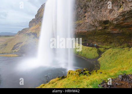 Seljalandsfoss cascata, Islanda, regioni polari Foto Stock