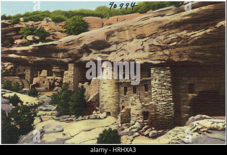 Vista generale di Manitou Cliff Dwellings in scogliera Phantom Canon, Manitou Springs, Colorado. Foto Stock