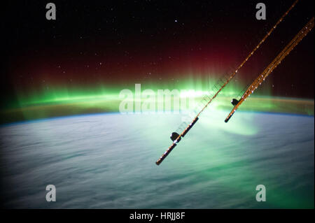 Aurora Boreale, immagine ISS, 2014 Foto Stock