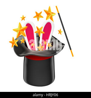 Coniglio in un mago hat. Isolato. Contiene il percorso di clipping Foto Stock