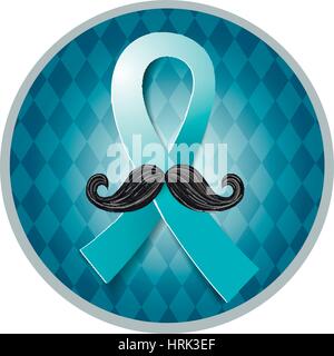 Il cancro della prostata blue ribbon con i baffi. Illustrazione Vettoriale