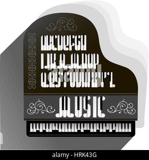 Vettore di astratta alfabeto - un fatto da pianoforte. Set alfabeto. Alfabeto musicale Illustrazione Vettoriale
