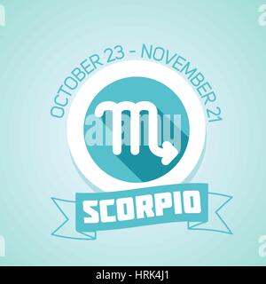 Scorpione segno zodiacale nella cornice circolare, illustrazione vettoriale. Icona di contorno. Illustrazione Vettoriale