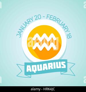 Aquarius segno zodiacale nella cornice circolare, illustrazione vettoriale. Icona di contorno. Illustrazione Vettoriale