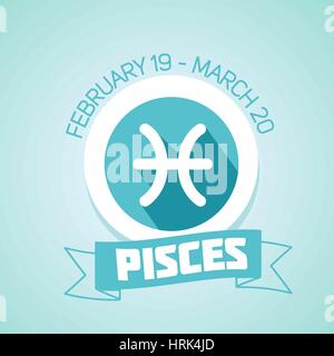 Pesci segno zodiacale nella cornice circolare, illustrazione vettoriale. Icona di contorno. Illustrazione Vettoriale