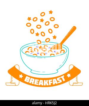 Icona giorno di cereali, colazione buona mattina. Icona di stile lineare. Illustrazione Vettoriale