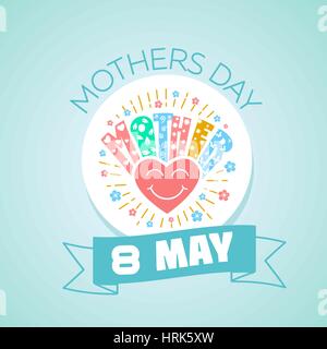 Calendario per ogni giorno 8 maggio. Biglietto di auguri. Vacanza - La festa della mamma . Icona di stile lineare Illustrazione Vettoriale