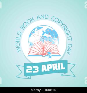 Calendario per ogni giorno il 23 aprile. Biglietto di auguri. Holiday - Giornata Mondiale del libro e del copyright. Icona di stile lineare Illustrazione Vettoriale