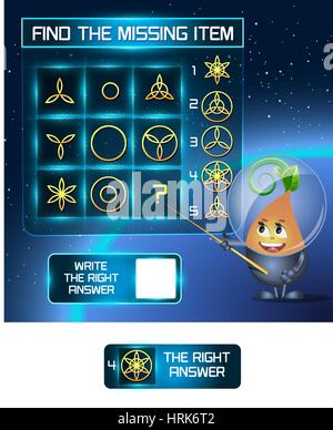 Visual gioco per bambini. Trovare la voce mancante Illustrazione Vettoriale