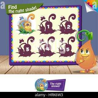 Visual gioco per bambini. Trovare la giusta ombra Illustrazione Vettoriale