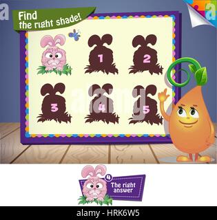 Visual gioco per bambini. Trovare la giusta ombra Illustrazione Vettoriale
