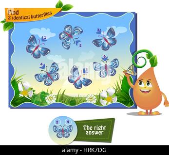 Visual gioco per i bambini . Il compito di trovare 2 identico farfalle Illustrazione Vettoriale